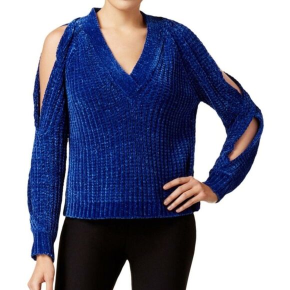 Marled by Reunited Blue Open Sleeve Sweater  Large NWT - Picture 1 of 5